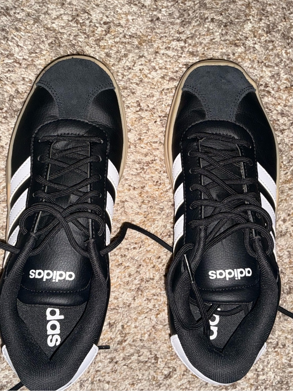 Adidas Black & White Platform Sneakers Gum Sole Women’s Size 7